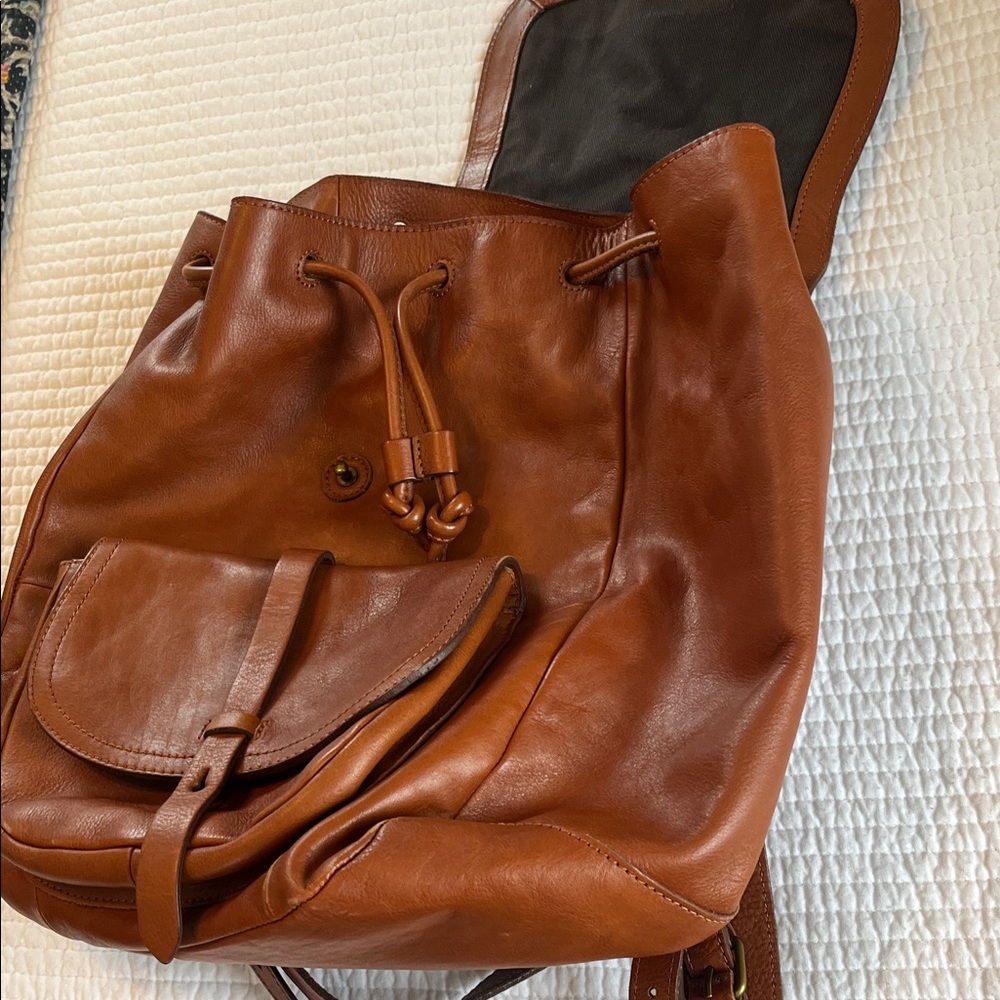 Leather Drawstring Backpack - madewell leather ba… - image 6
